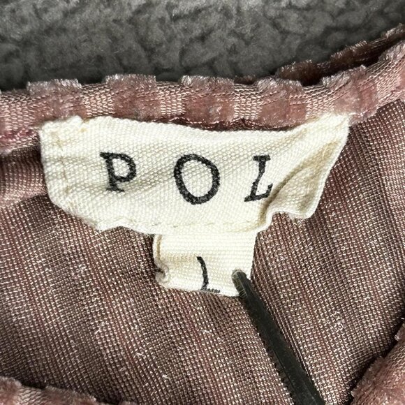 POL Tank Top Womens Large Pink Blush Velvet Fairy Cami Spaghetti Strap V Neck - Picture 4 of 8